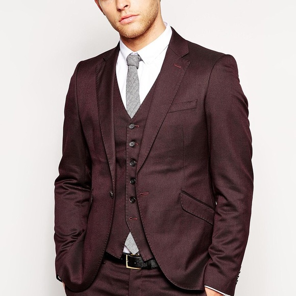 Selected Homme burgundy (wine) waistcoat - Picture 2 of 2